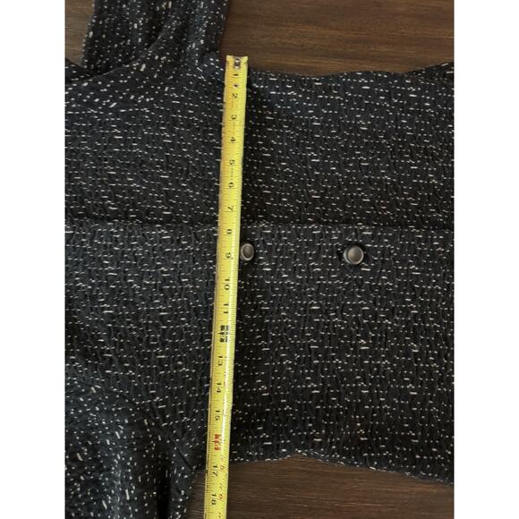 Wool Cashmere Sweater Coat Black White Boucle Button Front Damask M - Picture 9 of 12